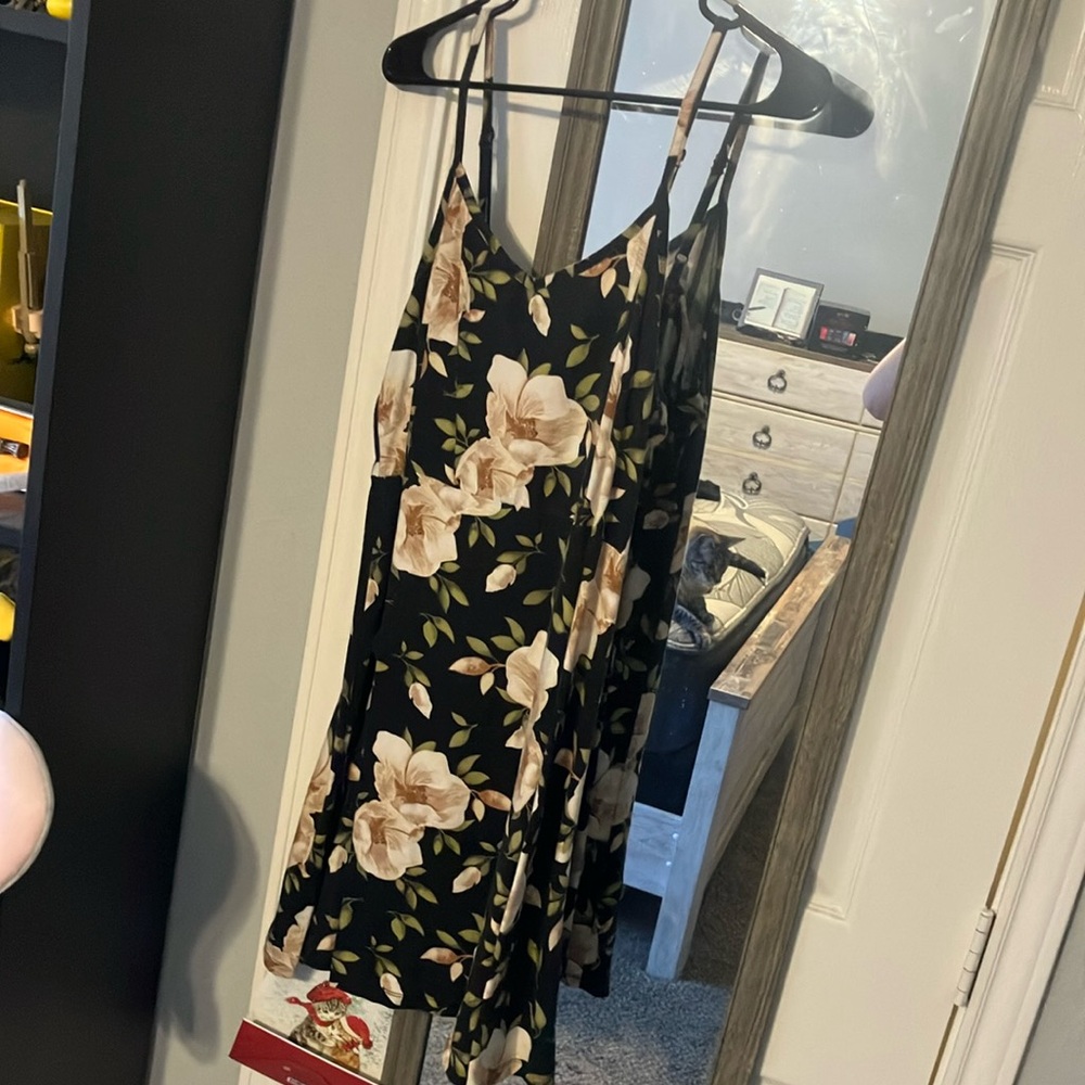 Faded Glory Floral Asymmetrical Sundress Spaghetti Strap